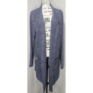 Lularoe 3XL Gwen Relaxed Long Blazer Blue Print Poly/Spandex Soft Comfy NEW